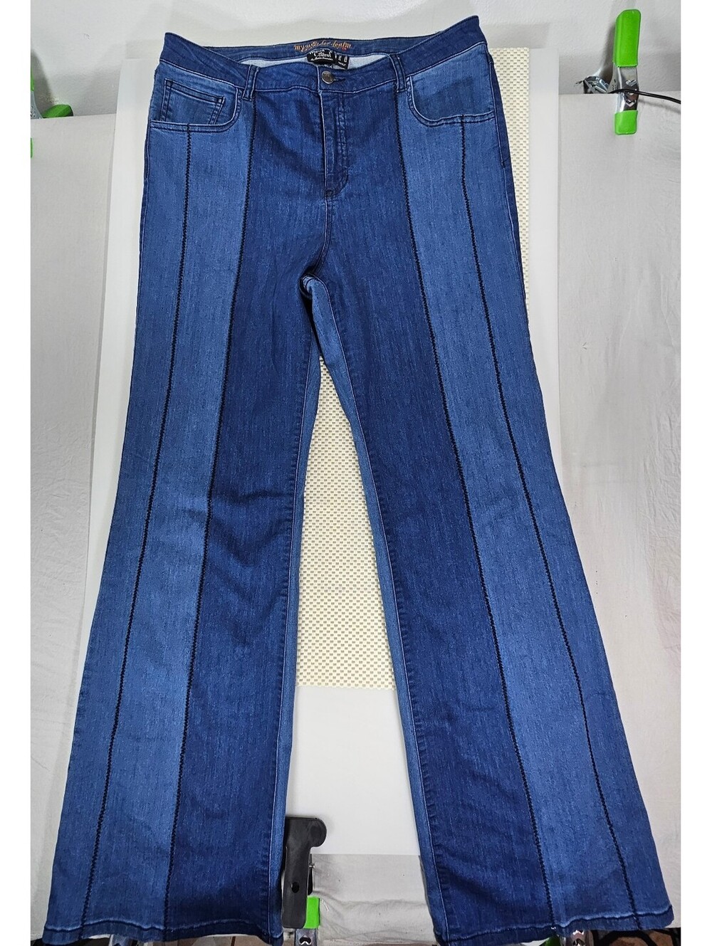 Women With Control My Wonder Denim Jeans 16 Bootcut Blue with Black Stitch.
